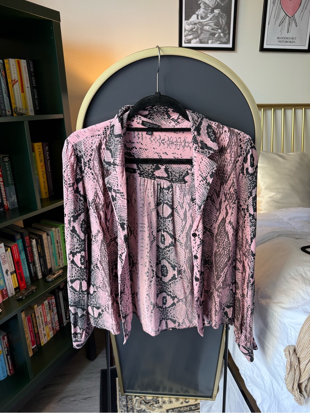 Pink Snake-Print Button-Down